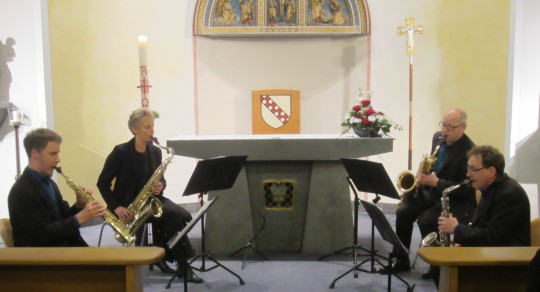 Das Pindakaas Saxophon Quartett in der Kapelle des Collegium Bernardinum in Attendorn   Bild: KRA 2