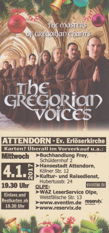 The Gregorien Voices   Bild: Flyer Veranstalter